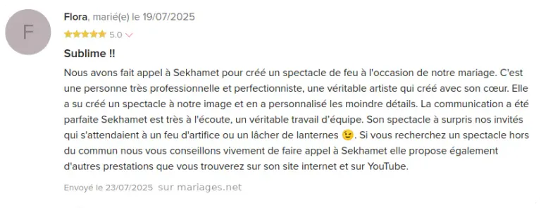 Avis mariages net flora gwen