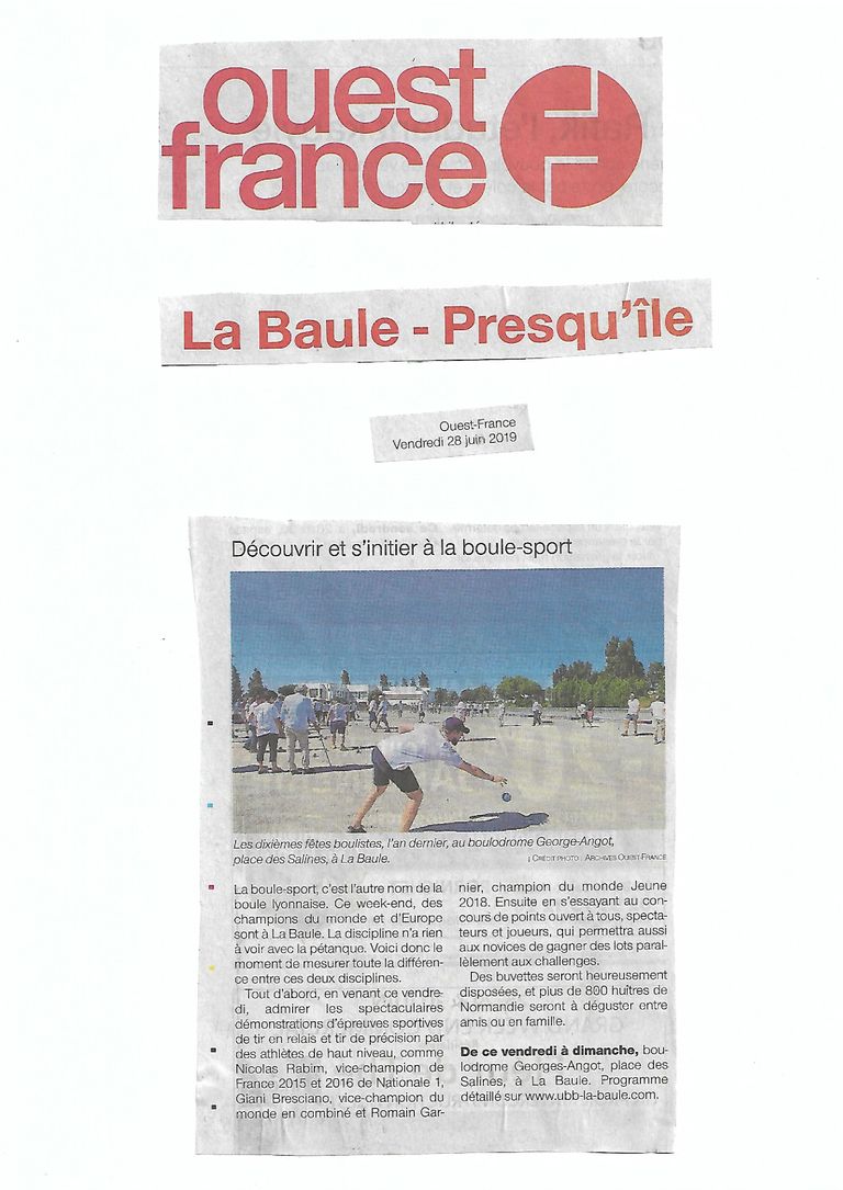 Article Ouest France du 28 juin 2019 page 001