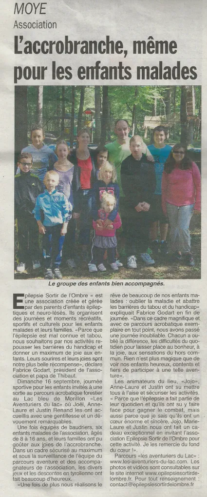 Articles presse suite à notre sortie accrobranche du 16 septembre 2012
