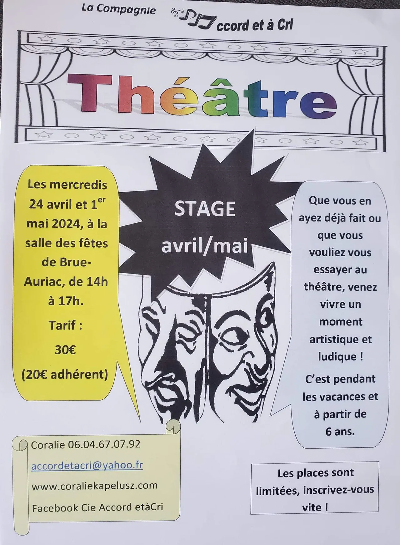 Stages de théâtre avril & mai