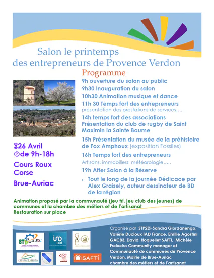 Programme du Printemps des Entrepreneurs de Provence Verdo