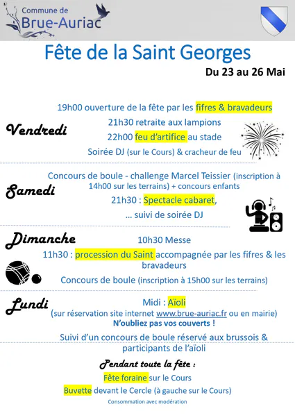 Programme de la St Georges