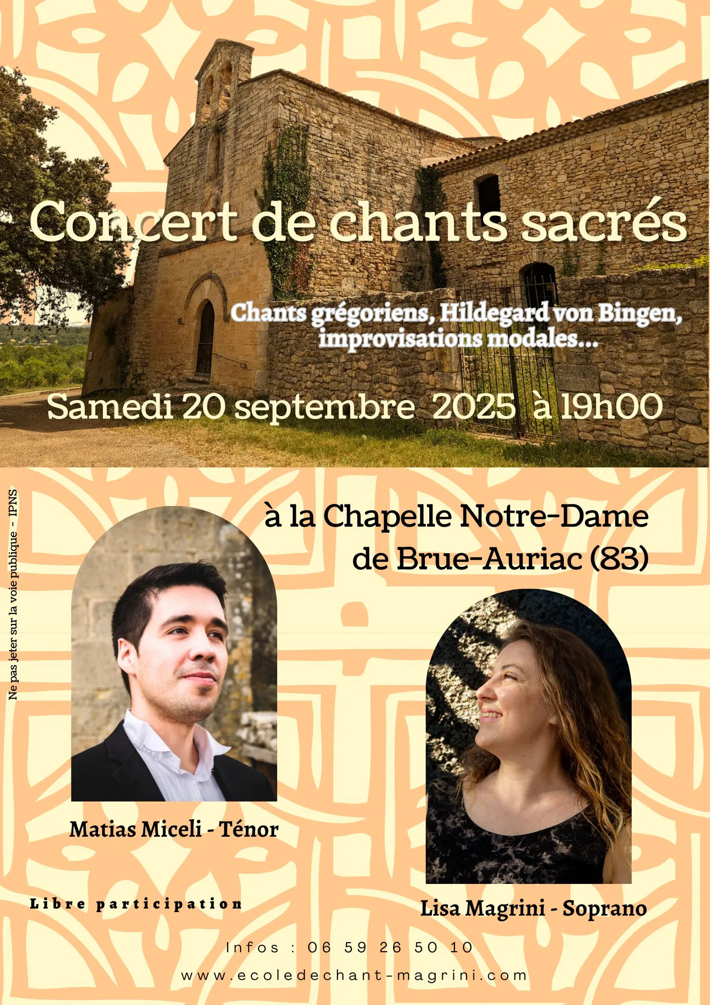 concert à la chapelle samedi 20 sept 19h00