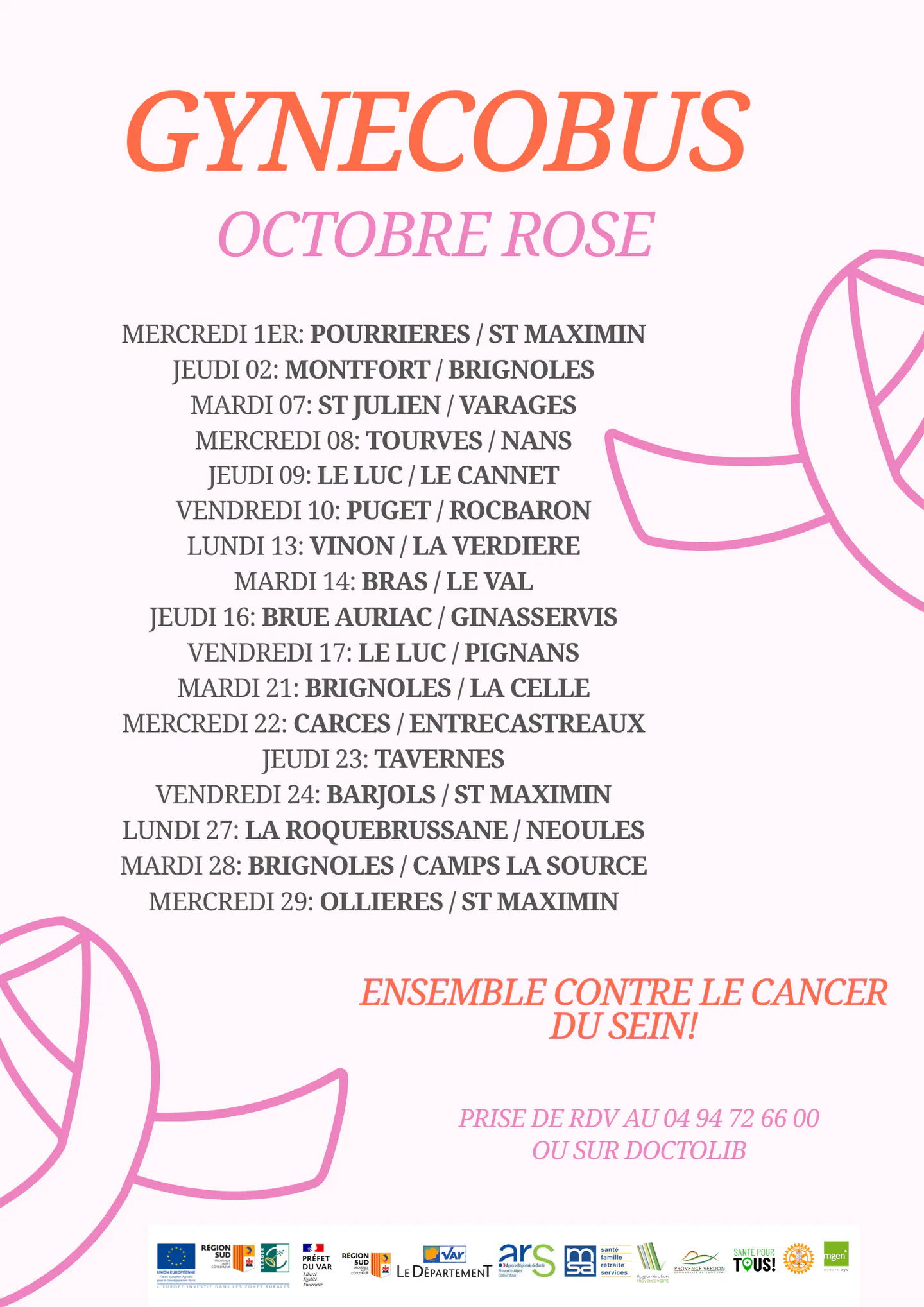 passage gynecobus le 16 octobre de 9h00 à 12h40
