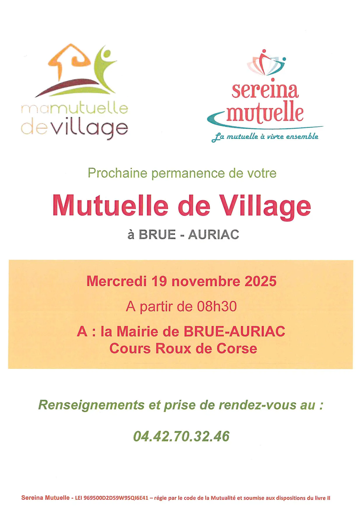 permanence mutuelle de village 19nov 8h30