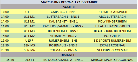 Planning 26 et 27 janvier