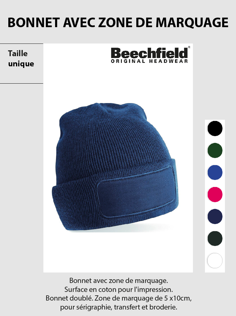 bonnet avec zone de marquage Beechfield