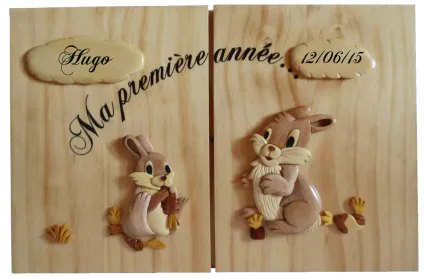 Cadre 12 photos mois par mois personnalise lapins