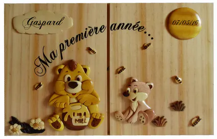 Cadre 12 photos mois par mois personnalise ours ourson