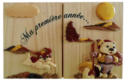 Cadre 12 photos mois par mois ourson chien