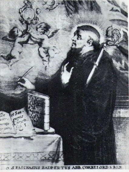 + Saint Paschase-Radbert, Calendarium annale benedictinum, Gilles RANBECK, 1675 / Source : Notre Vieux CORBIE, Henri PELTIER, GOGOIS, AMIENS, 1939, n°3, page 9