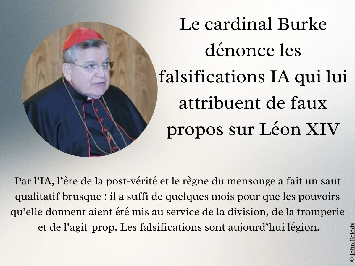 Le cardinal Burke dénonce les falsifications IA qui lui attribuent de faux propos sur Léon XIV