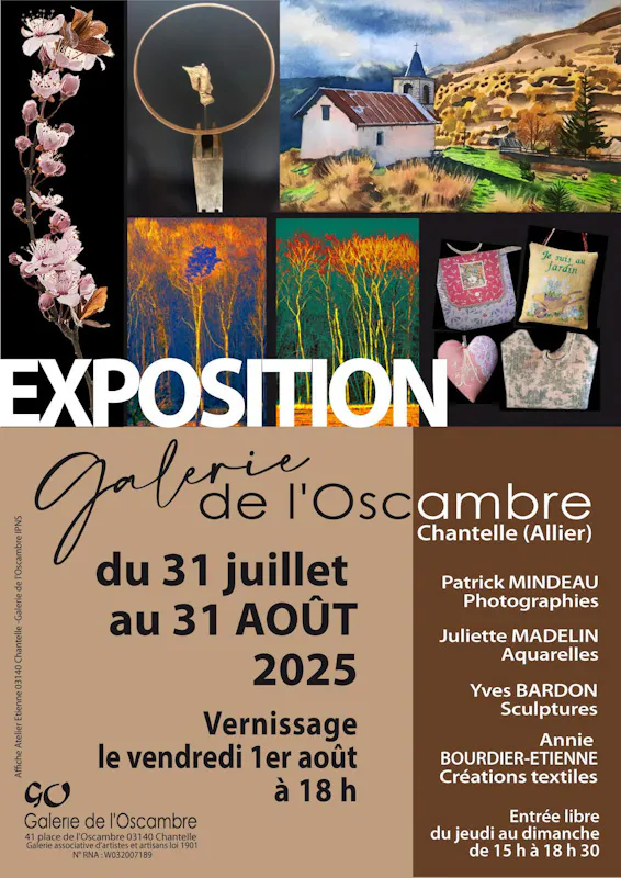 Art et artisanat à la galerie de l'Oscambre - Du 31 juillet au 31 août 2025