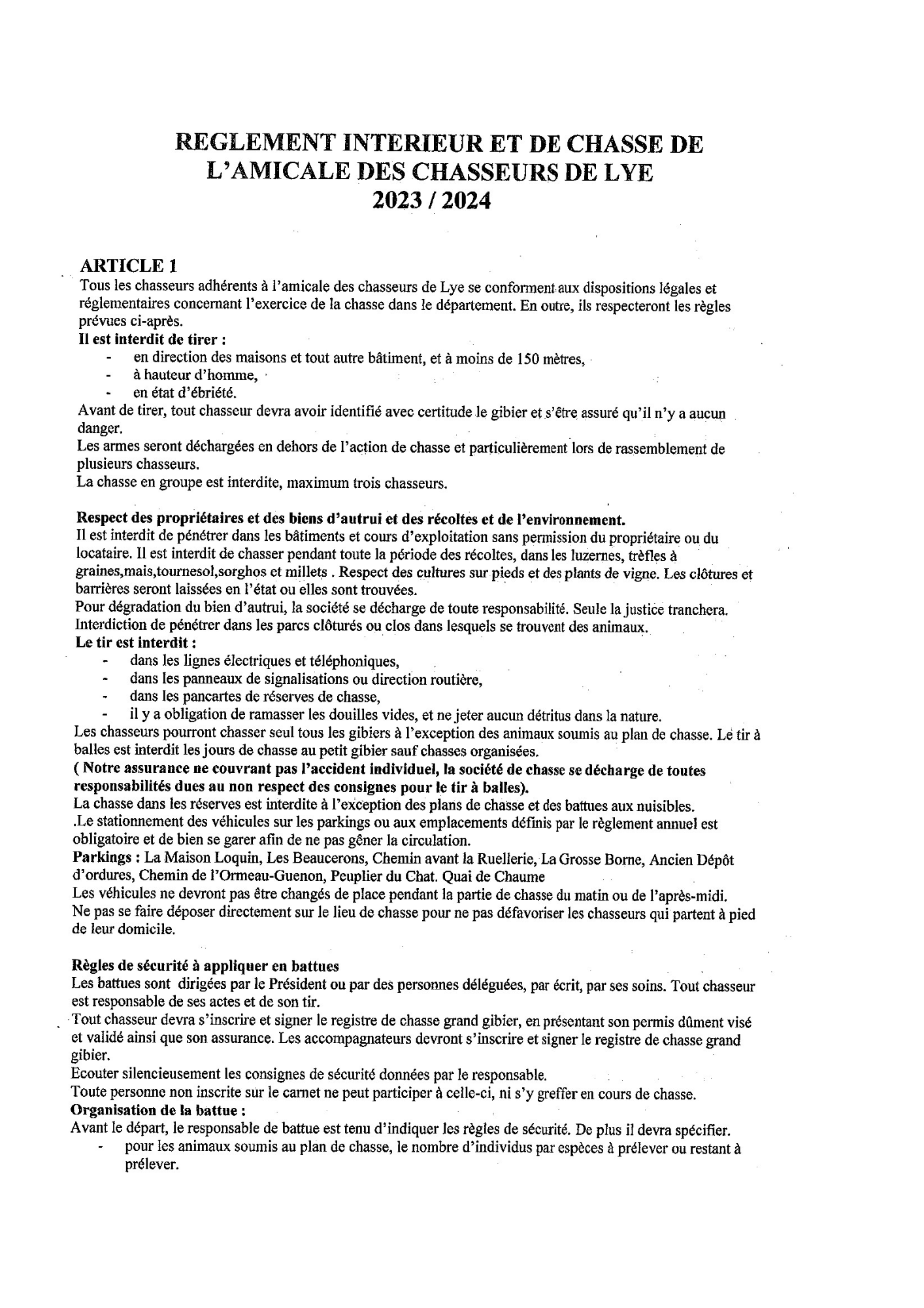 Mairie de lye chasse