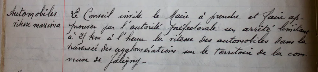 Limitation de vitesse en 1928