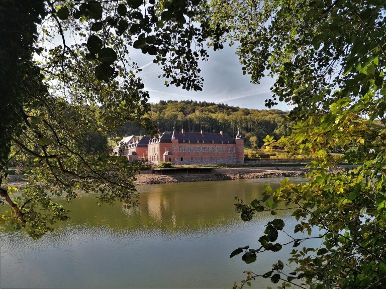 Le château de Freyr alors que la Meuse est en chômage.
Octobre 2022