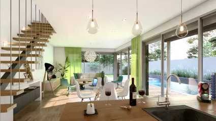 Visuel image de synthese infographie architecture maisons individuelles interieurs zigliani flight