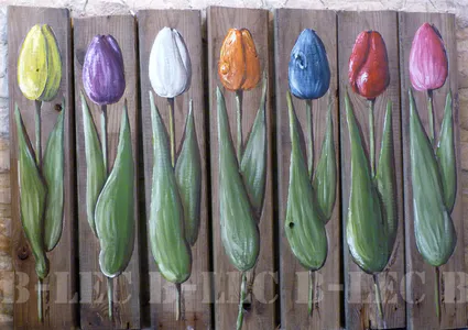 Tulipes sur bois
