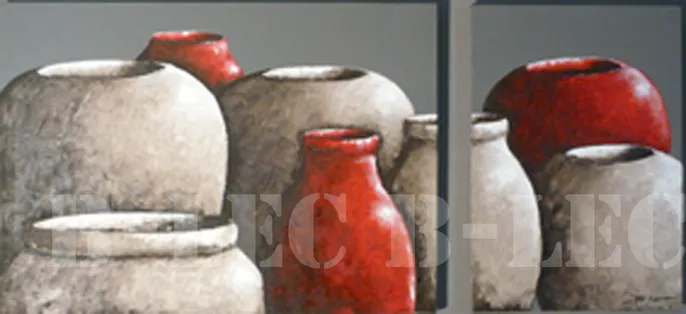 Jarres beige rouge