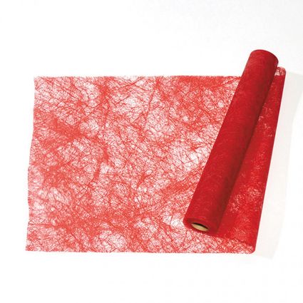 Chemin table fibre intissee rouge