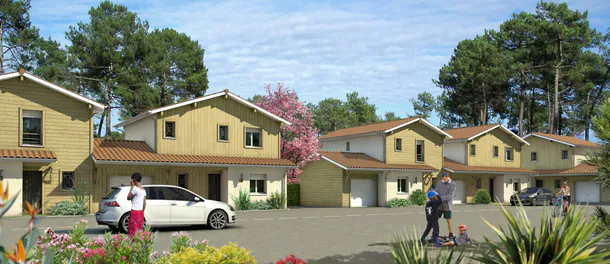Visuel image de synthese infographie architecture logements collectifs maisons lca mimizan
