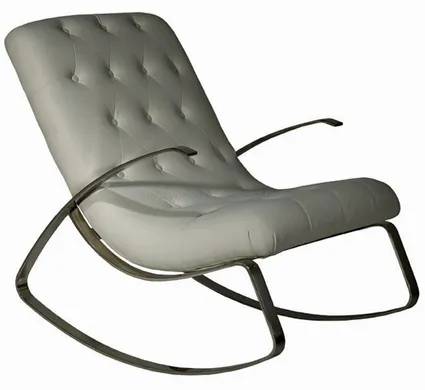 Chaise a bascule en cuir blanc