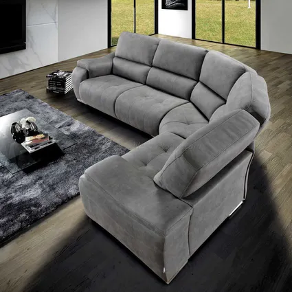 Canape d angle en velours gris clair