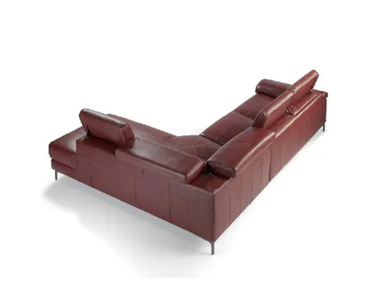 Canape d angle rouge et bordeaux avec appui tete amovible et systeme relax pour les jambes