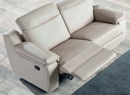 Canape en cuir blanc avec relax electrique