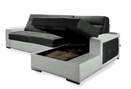 Canape vrai lit avec meridienne relevante