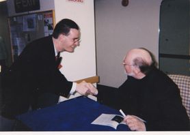 Georges Gondard and John Williams after the concert with LSO at Barbican, 1996.