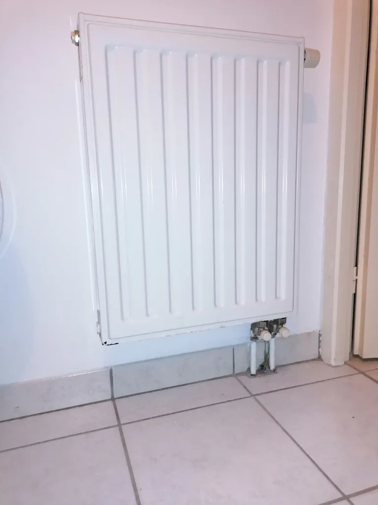 Salle de bain avant demontage radiateur a eau chaud a vertou