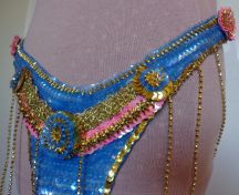 Costume de samba bleu et rose string