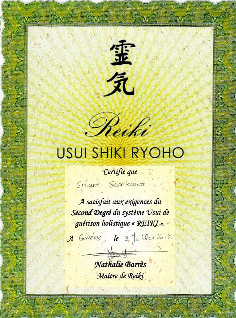 Attestation initiation reiki 2 gerard gambaro reiki connexion