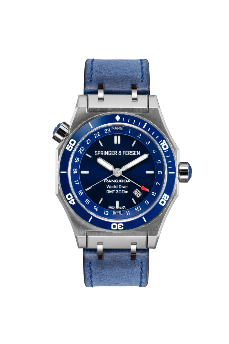 Face deep sea blue cuir