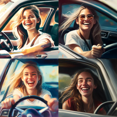 Maol realistic picture of a white woman happy to drive a car wi a38a6174-305f-4ac6-bcfd-5570911085ee
