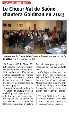 Article le progres 11 mars 2023