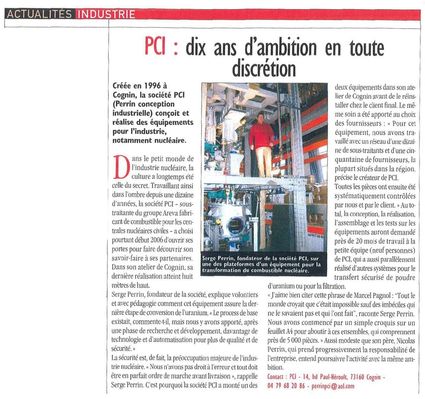 Article du Partenaires Savoie - Actualités de l’industrie - Juin 2006