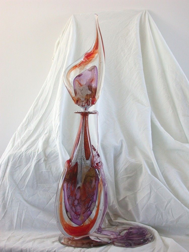 Flacon flamme sculpture rouge et violine