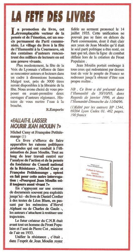 8 2 La Voix du Lyonnais Jeudi 25 Mai 1996 Archives MJC FP