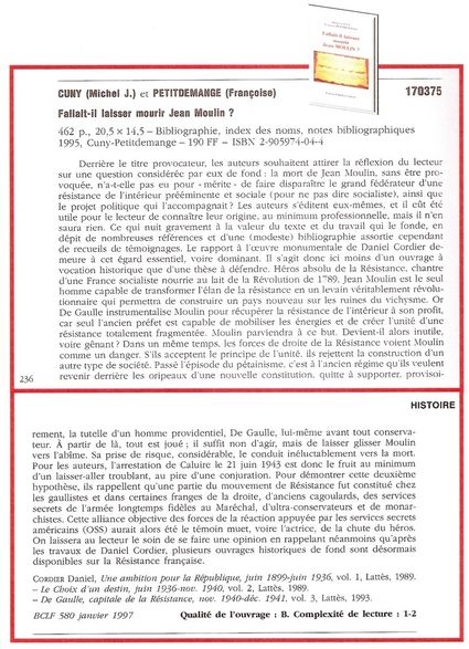 8 2 Bulletin Critique du Livre Francais Janvier 1997 Archives MJC FP