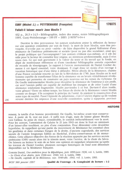 8 2 Bulletin Critique du Livre Francais Janvier 1997 Archives MJC FP