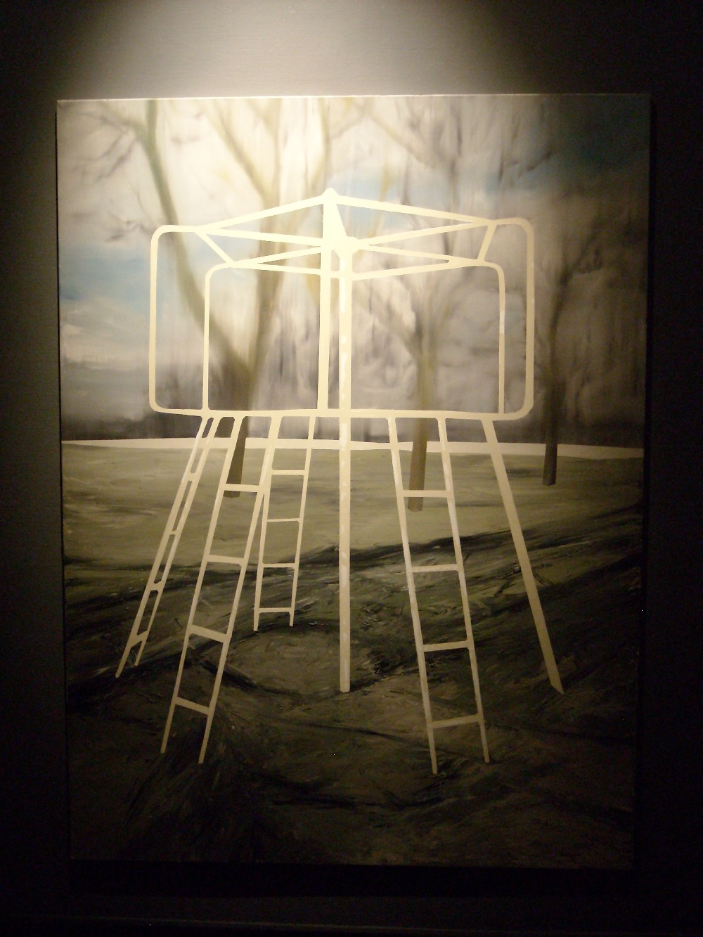 Eva Nielsen, "Camaldules", 2009, Oil, acrylic and silkscreen on canvas, 200 x 150 cm. Collection : cnap/FNAC. Courtesy of the artist and Dominique Fiat, Paris