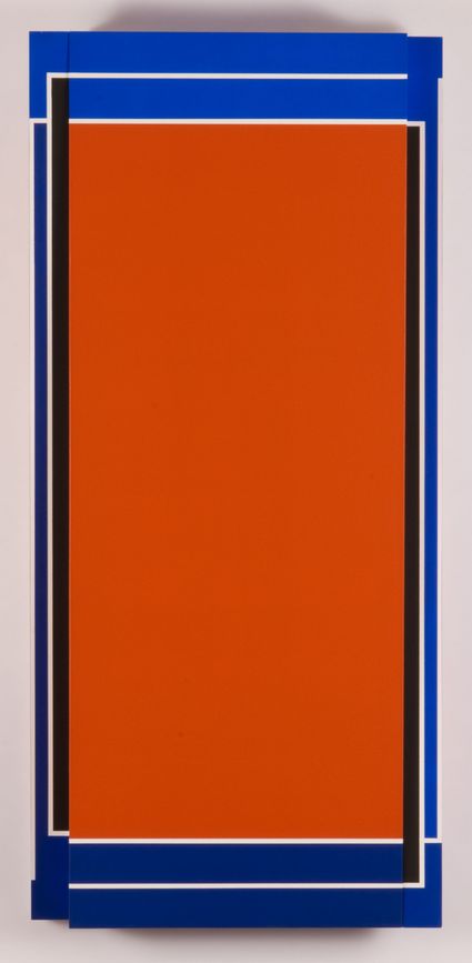 Superposition sur fond bleu, 2007  bois, toile, acrylique  100 x 46 x 9 cm  © Béatrice Hatala 