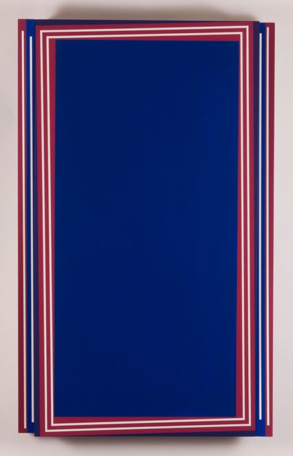 Rectangle bleu, 2007  bois, toile, acrylique  107 x 66 x 11 cm  © Béatrice Hatala 