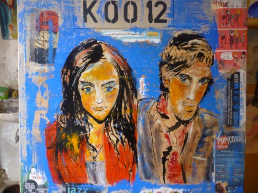 Titre : "KOO 12"  technique mixte,collage, acrylique...sur toile 80*80cm