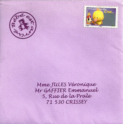 Faire part naissance clara enveloppe