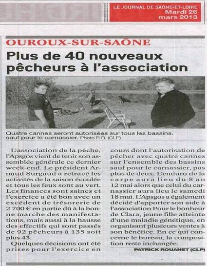 Association Peche Ouroux Article JSL 26 03 2013
