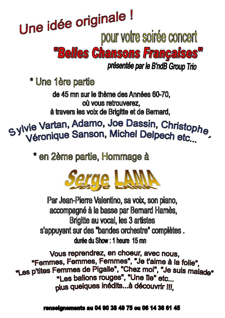 Verso Flyer Serge Lama