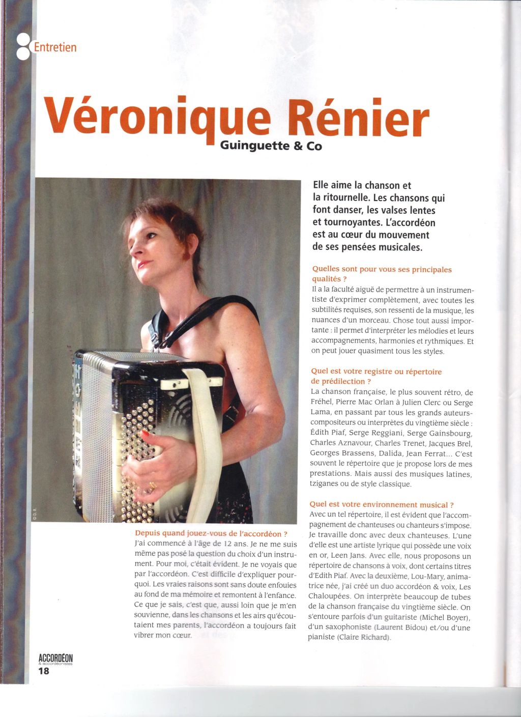 Article Veronique Renier sur ACCORDEON accordeonistes